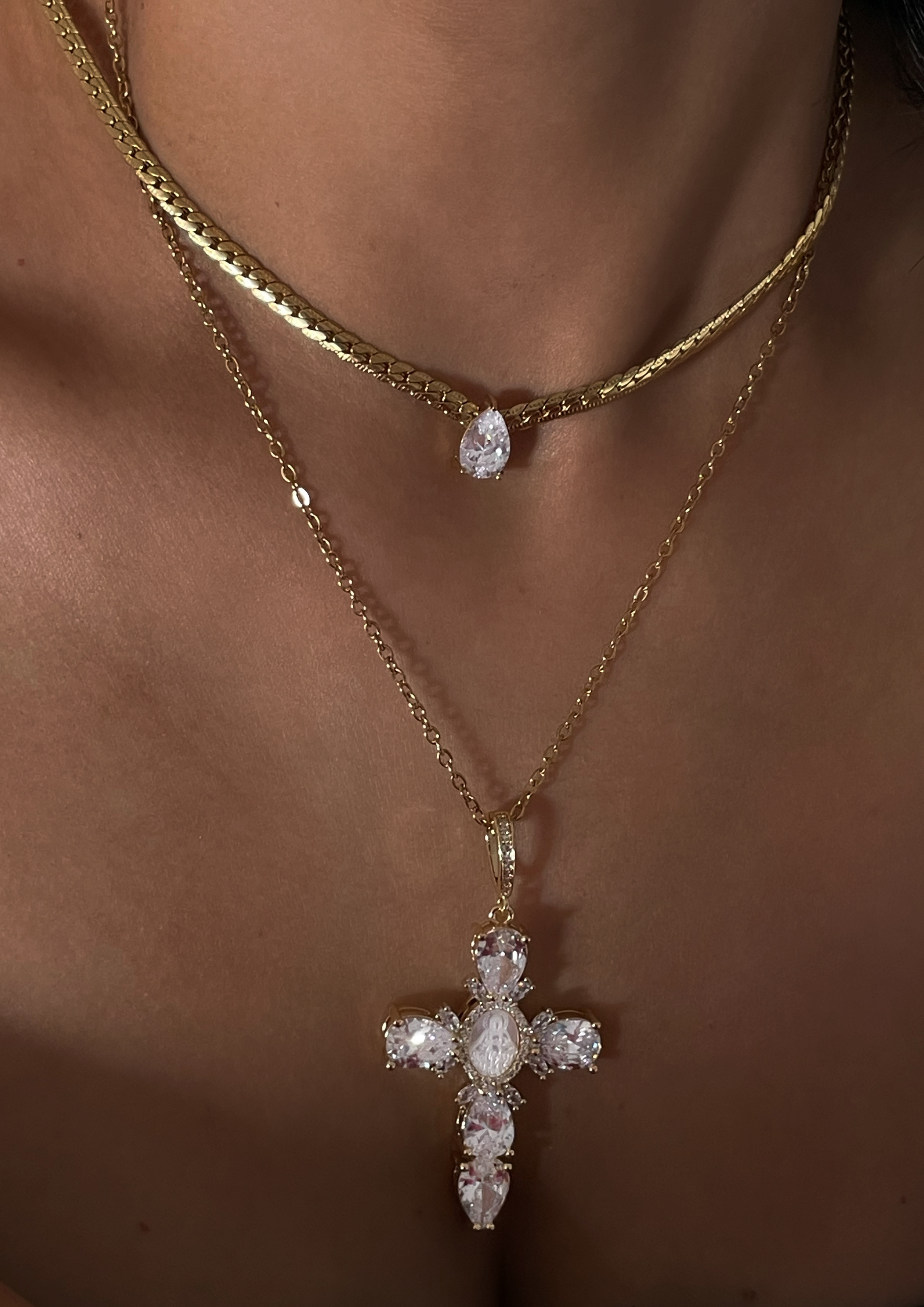 Diamond Cross Necklace - Edelstahl (Vorbestellung)