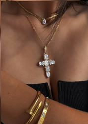 Diamond Cross Necklace - Edelstahl (Vorbestellung)