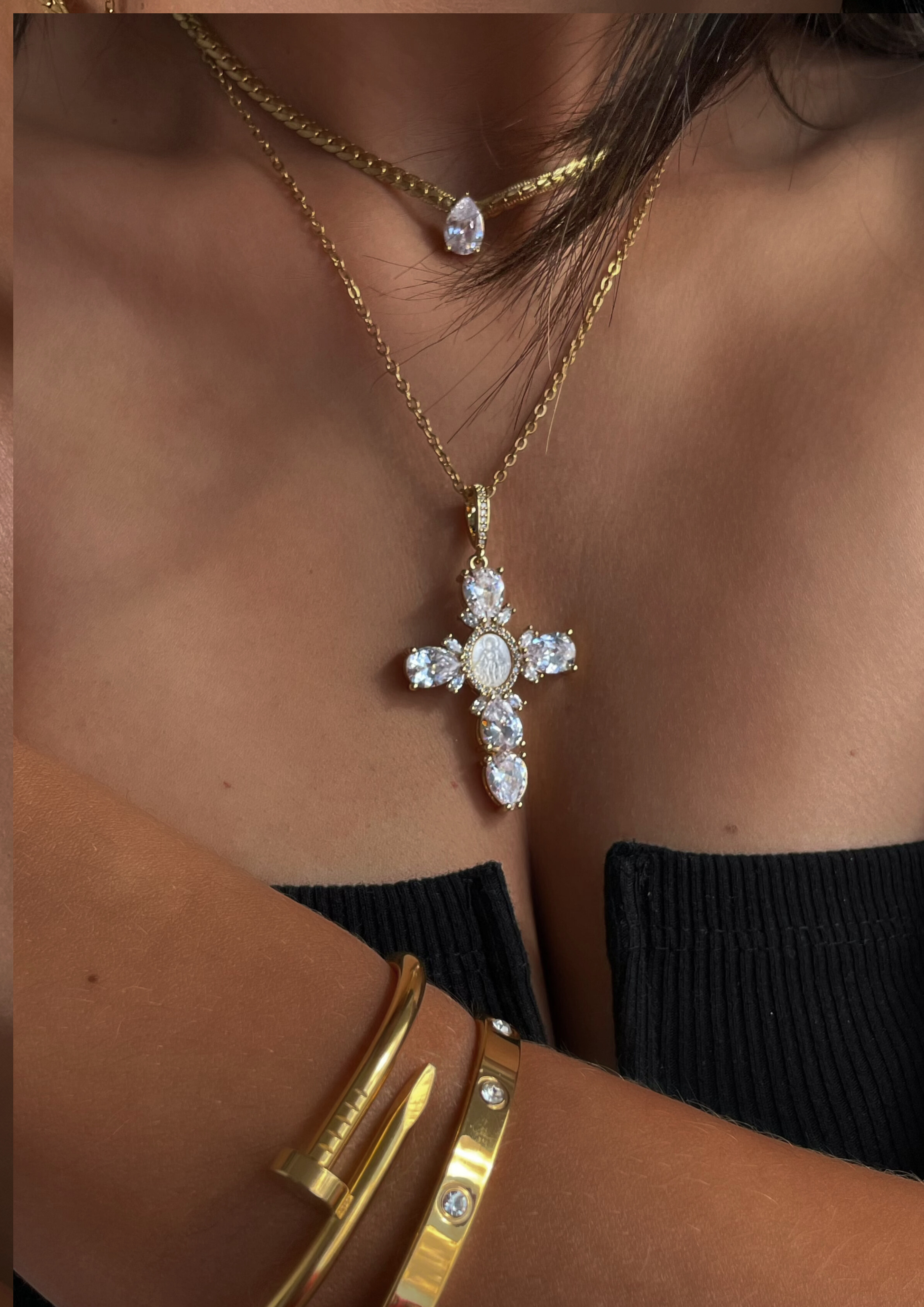 Diamond Cross Necklace - Edelstahl (Vorbestellung)