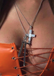 Diamond Cross Necklace - Edelstahl (Vorbestellung)