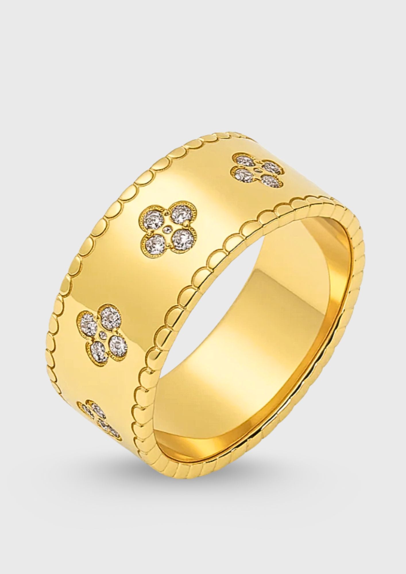Clover Band Ring - Titanstahl