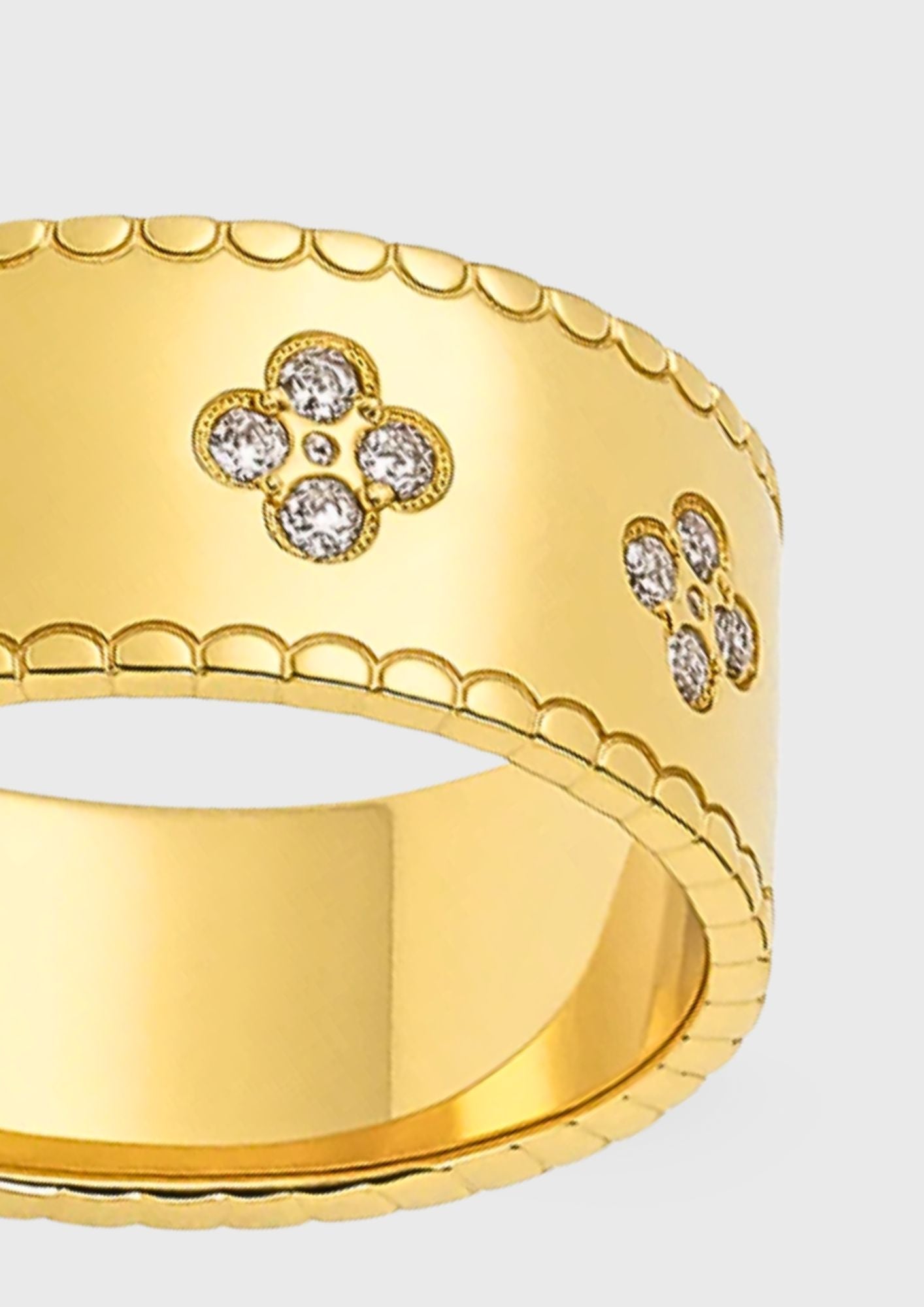 Clover Band Ring - Titanstahl