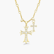 Double Pendant Heart Cross Set - vergoldet (Vorbestellung)