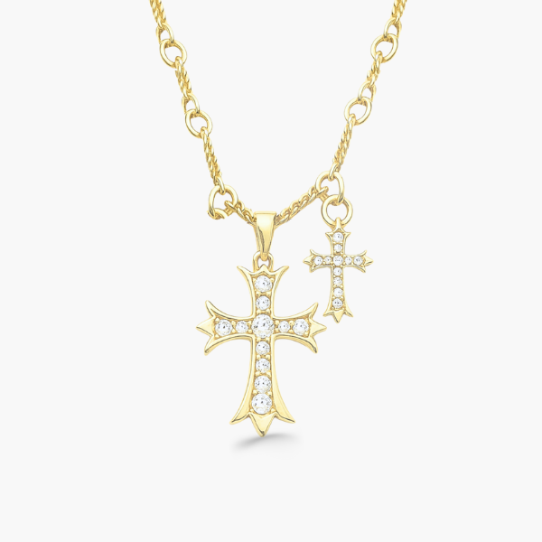 Double Pendant Heart Cross Set - vergoldet (Vorbestellung)
