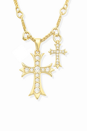 Double Pendant Heart Cross Set - vergoldet (Vorbestellung)