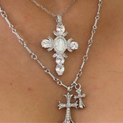 Double Pendant Heart Cross Set - vergoldet (Vorbestellung)