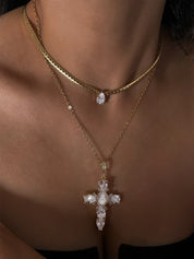 Diamond Cross Necklace - Edelstahl (Vorbestellung)