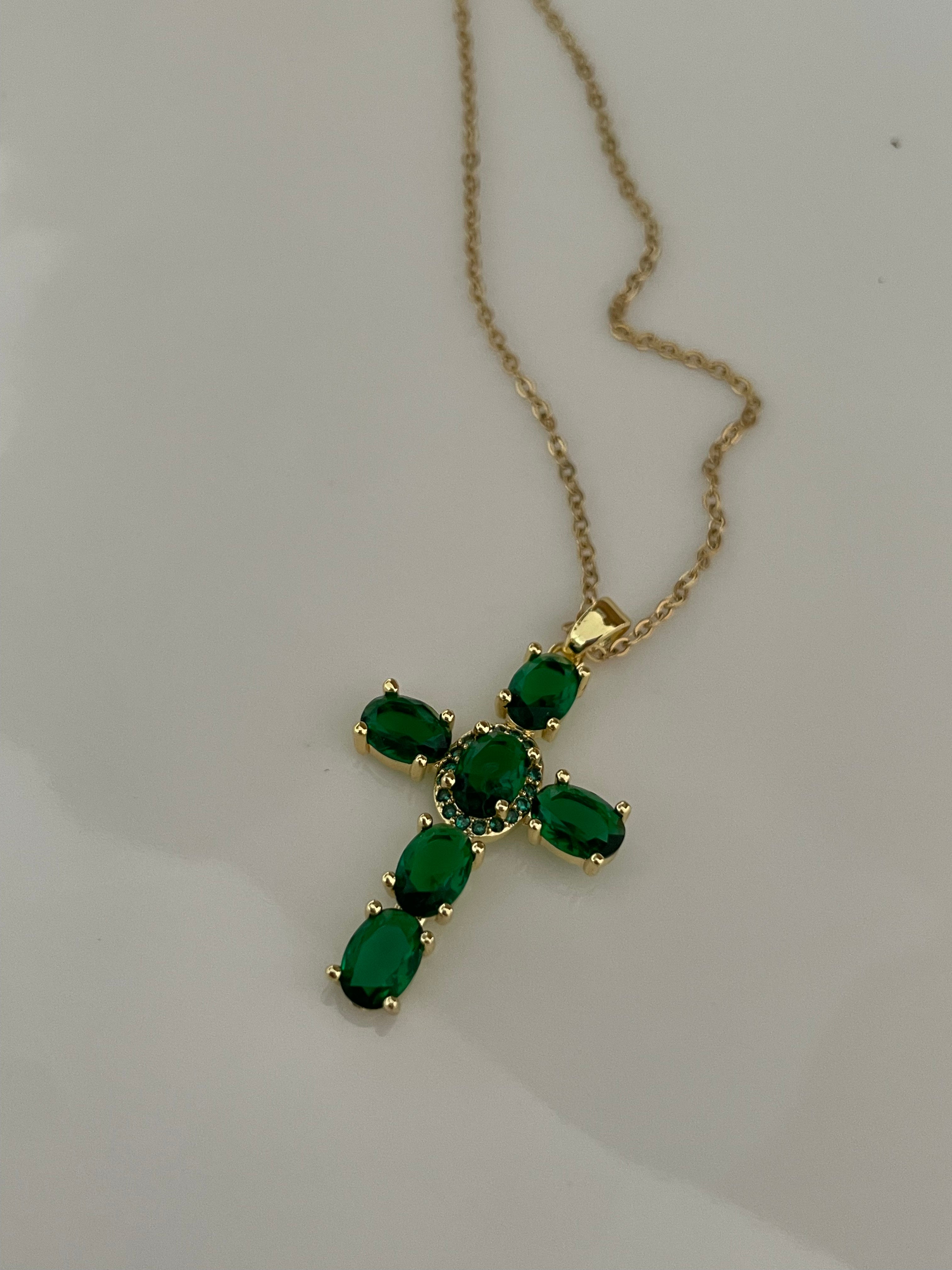 Emerald Cross grün/weiß - Edelstahl (Vorbestellung)