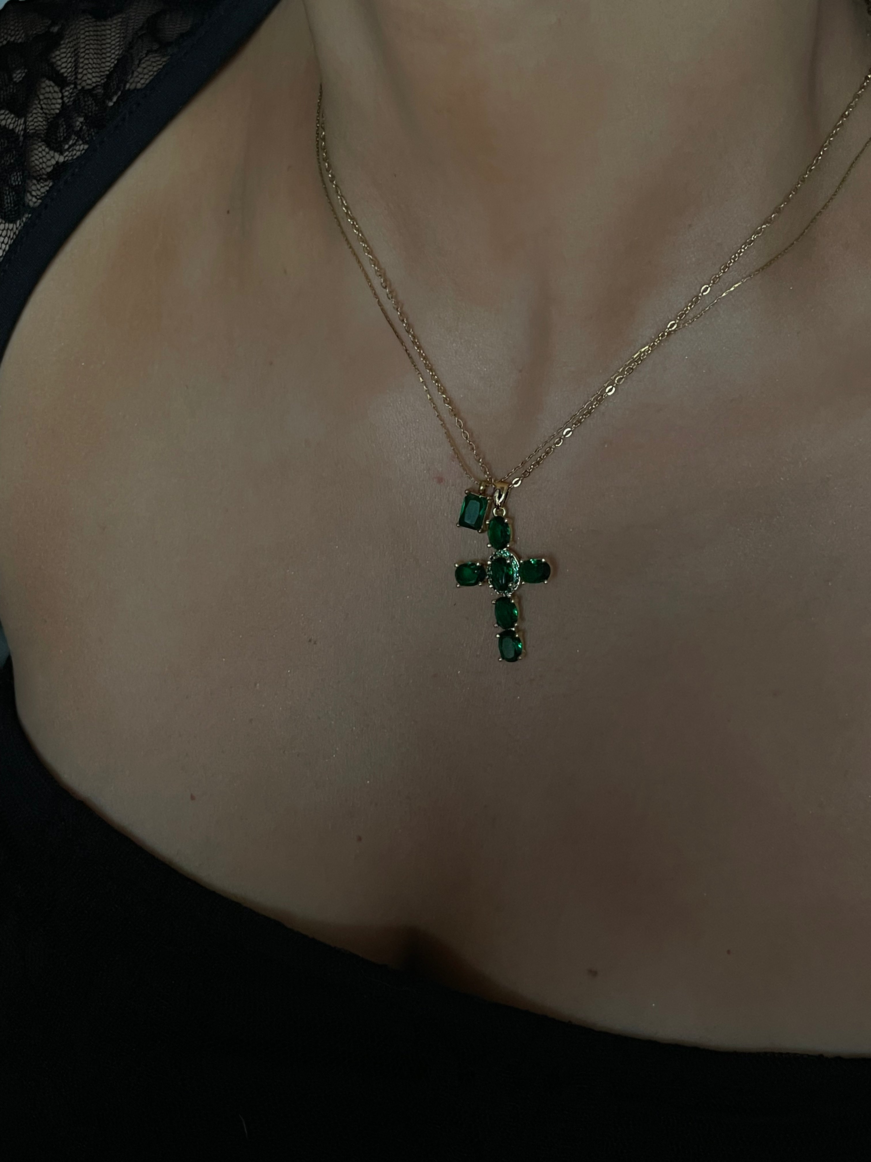 Emerald Cross grün/weiß - Edelstahl (Vorbestellung)