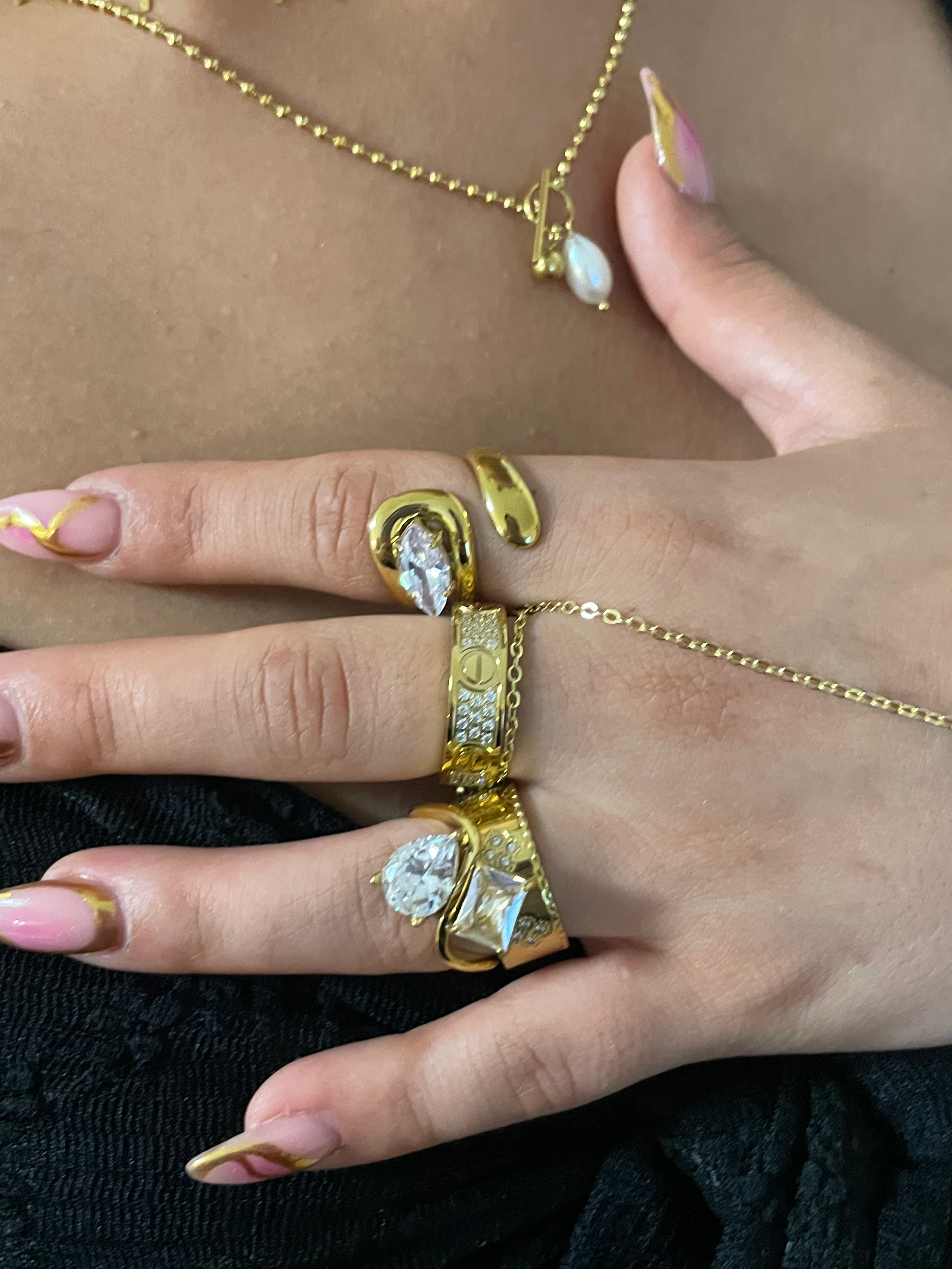Double Diamond Ring - Edelstahl