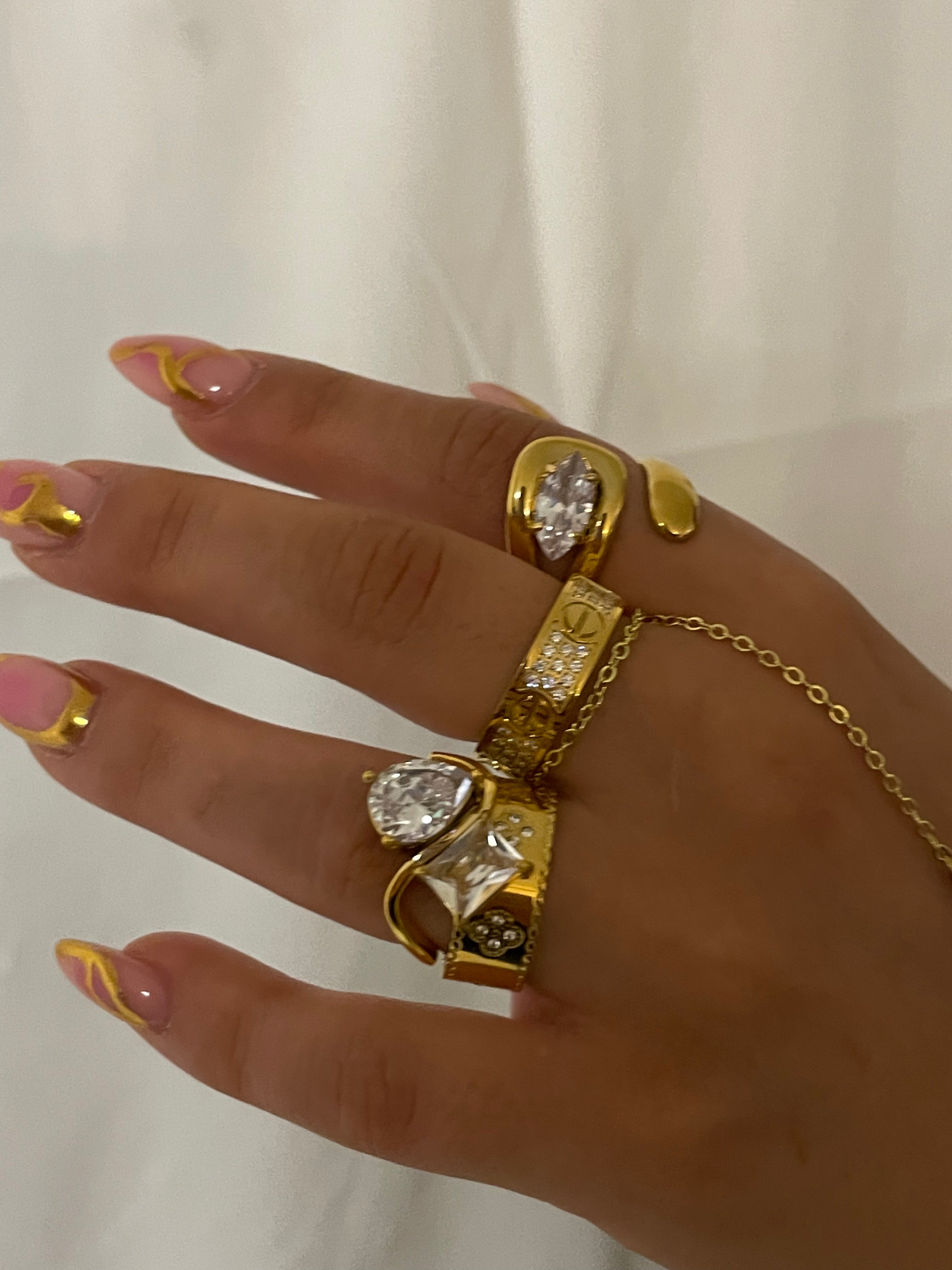Double Diamond Ring - Edelstahl