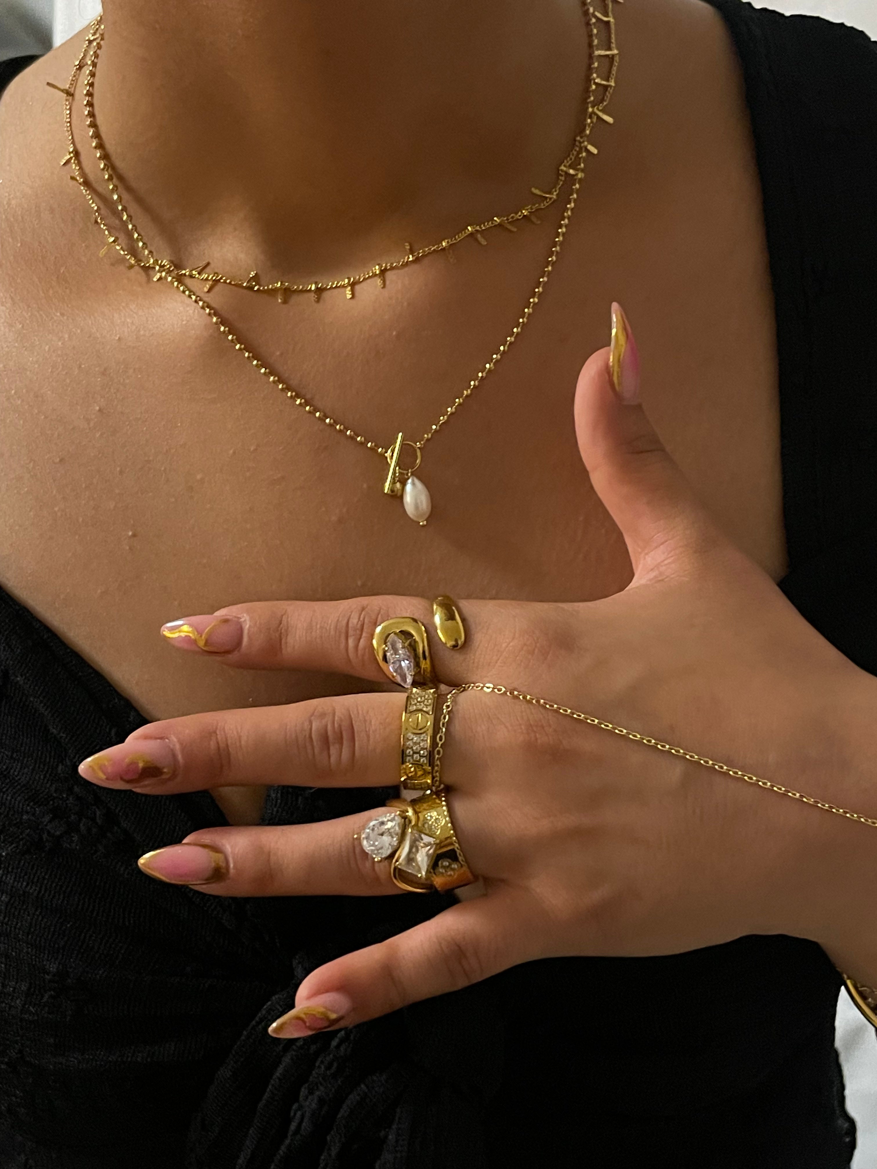 Double Diamond Ring - Edelstahl