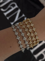 Clover Flowers Brace - Edelstahl gold/silber