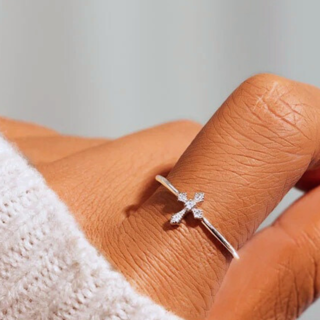 Sterling Cross Ring - 925 Sterling Silber (Vorbestellung)