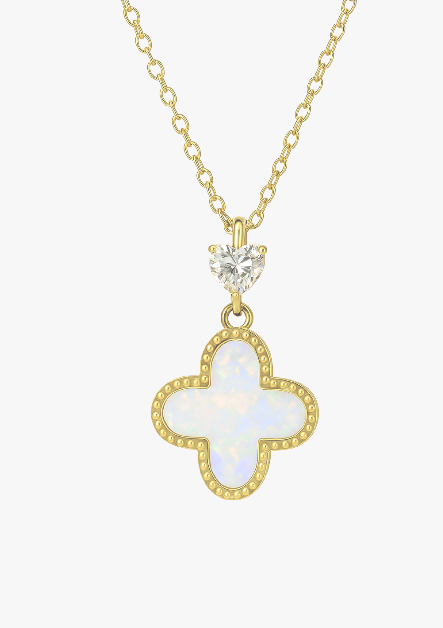 Opal Clover Heart - Edelstahl