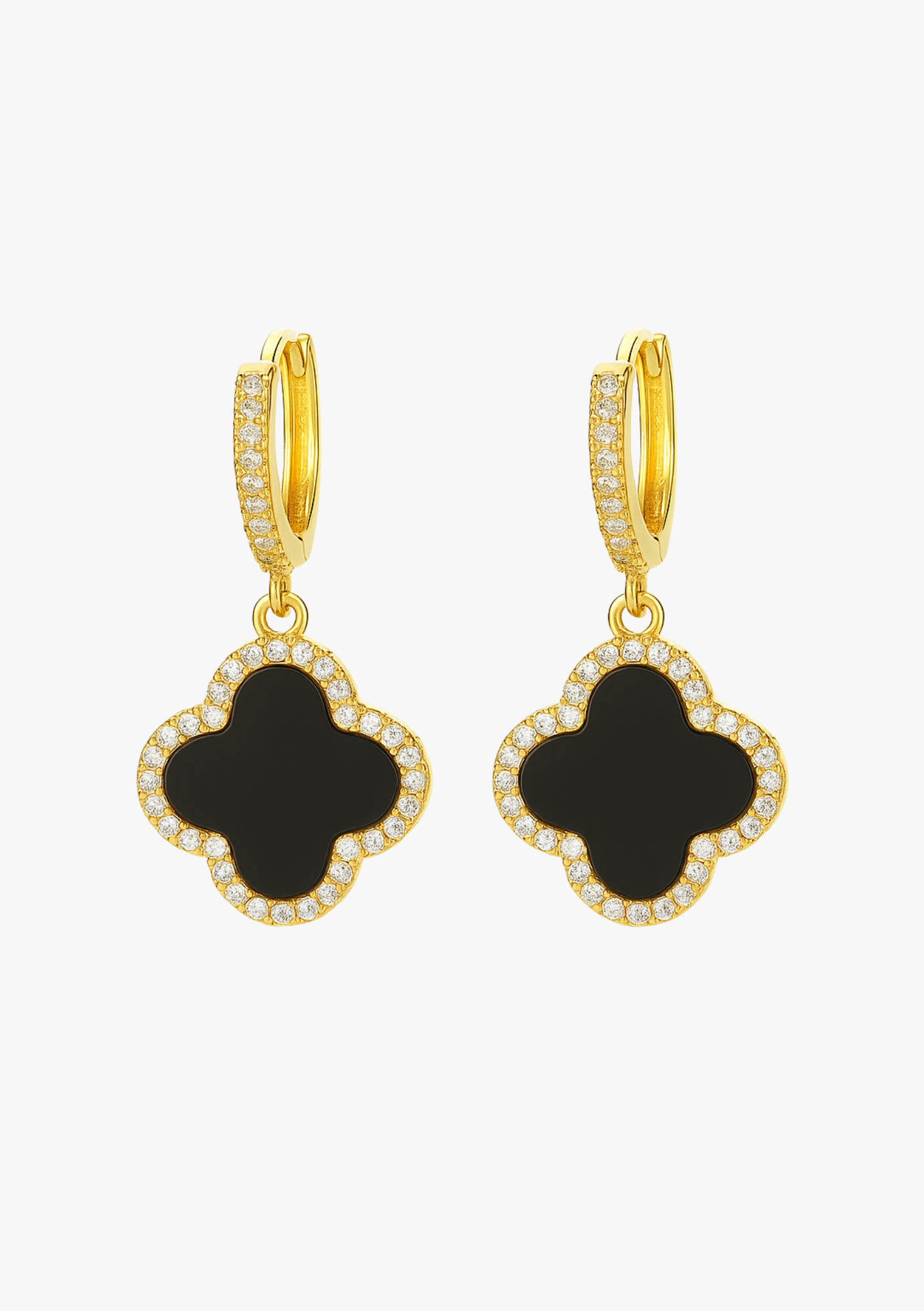 Black Clover Earrings - Edelstahl