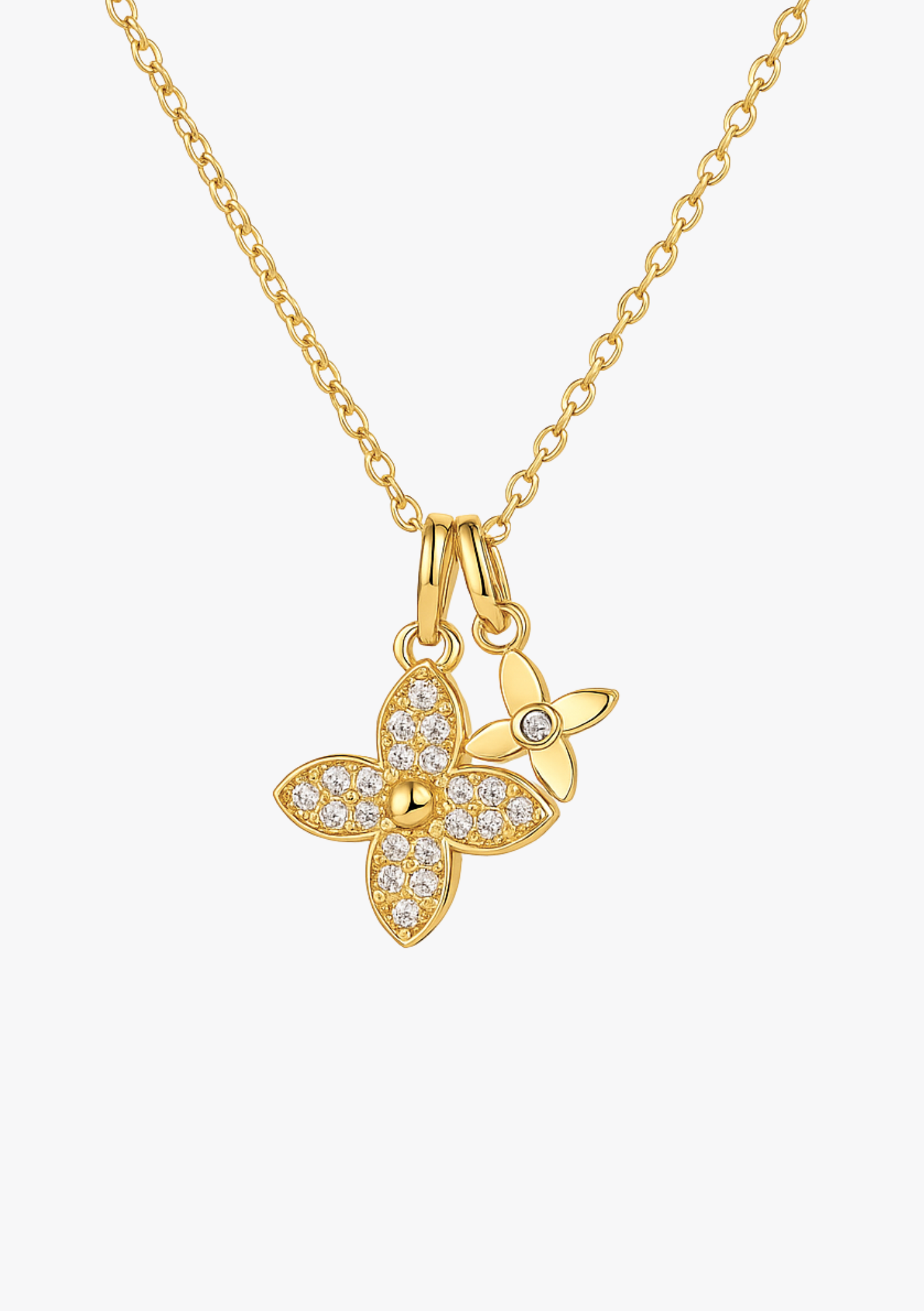 Double Clover Charm - Edelstahl