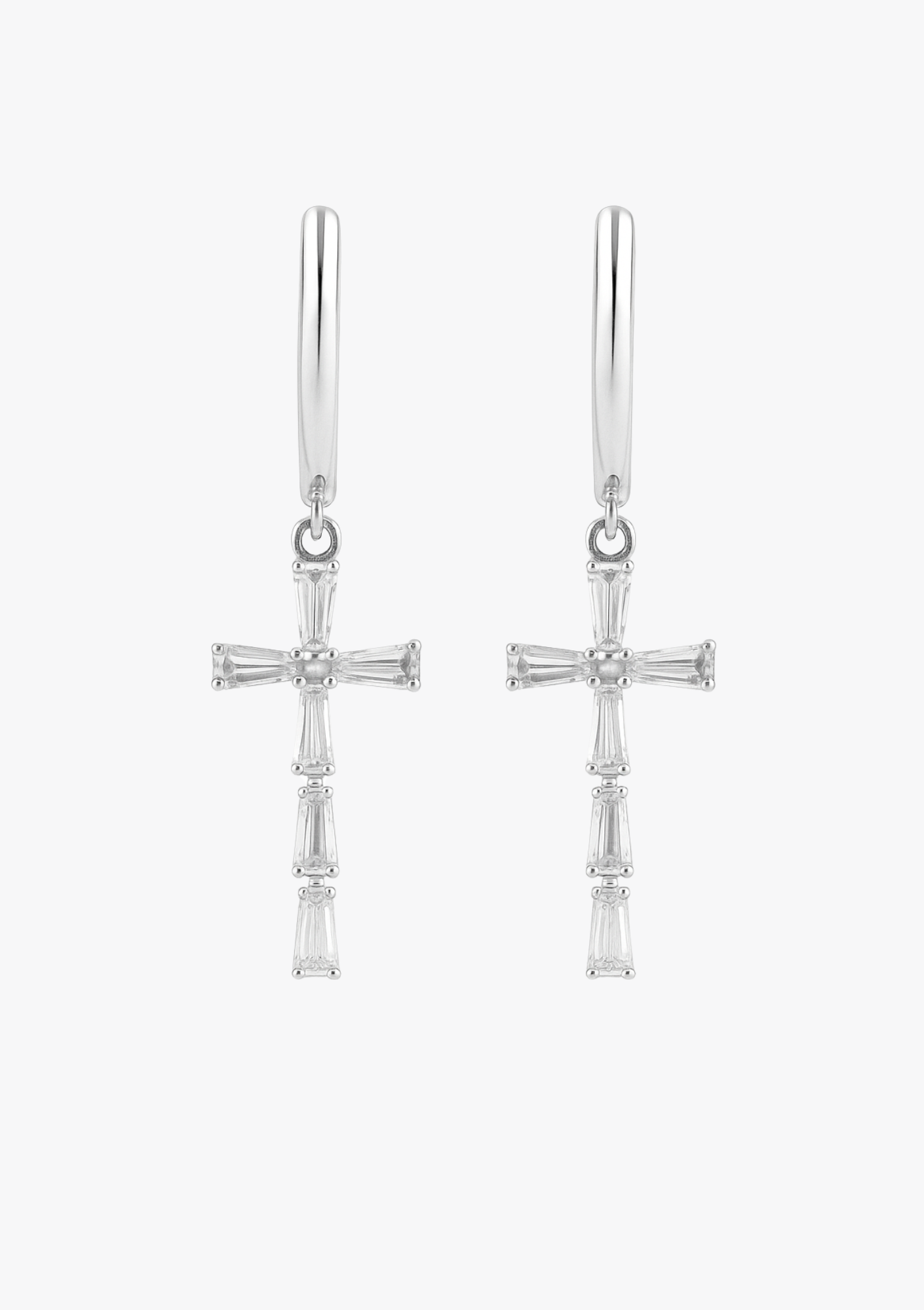 Baguette Cross Earrings - 925 Nadel