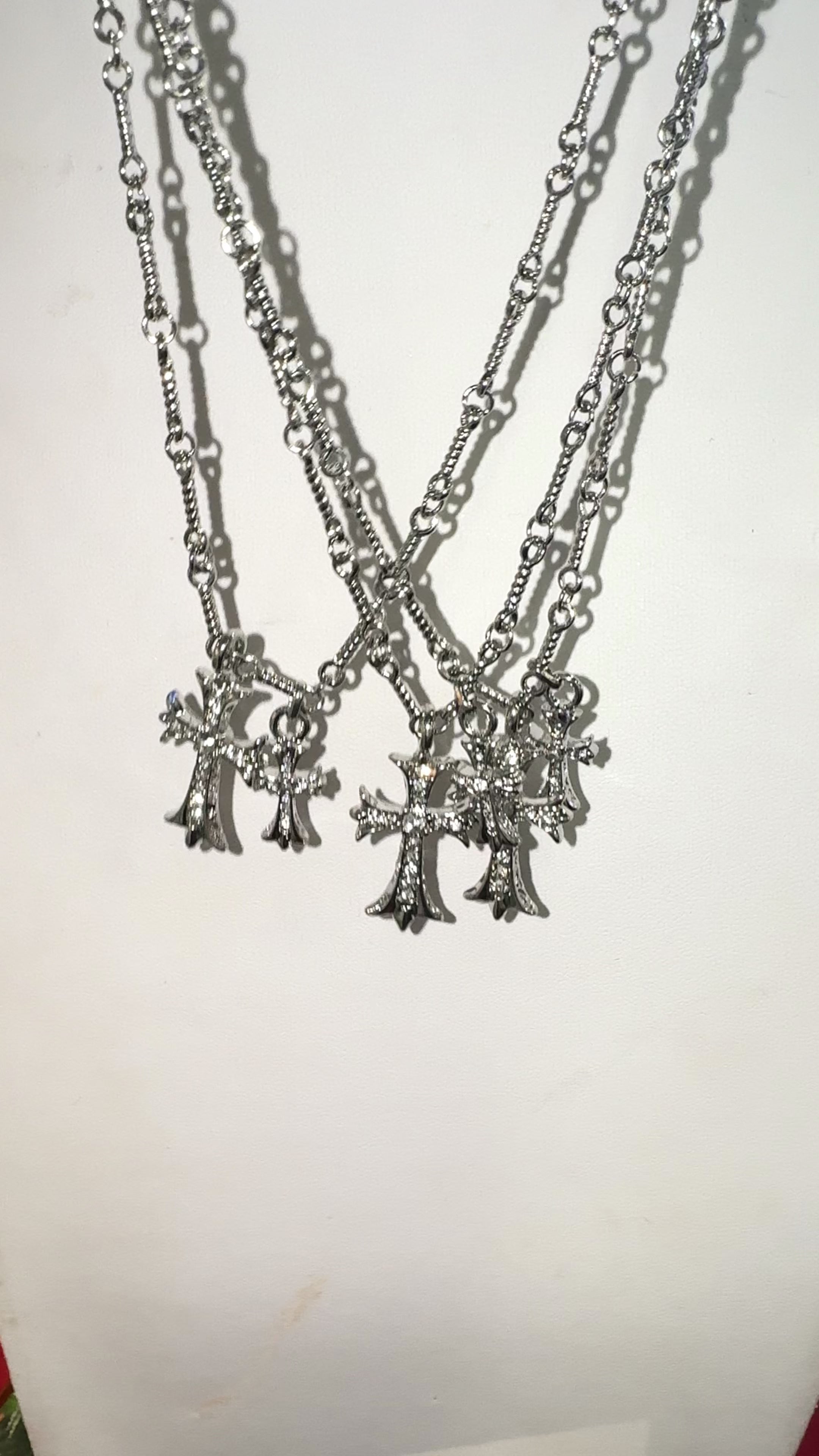 Double Pendant Heart Cross Set